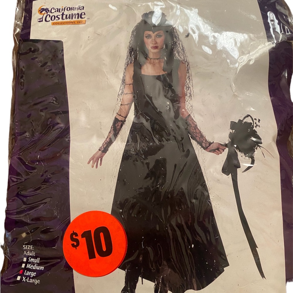 California Costumes presents Gothic Bride, Size Large in all black. NWT